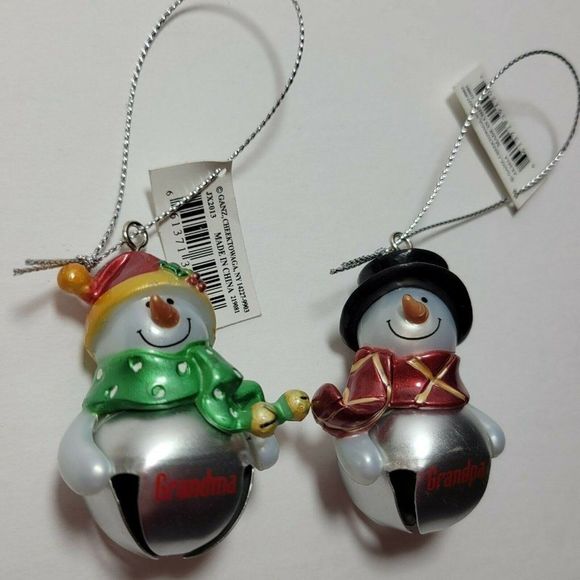 Ganz Jingle Bell Christmas Ornaments Snowman Snowmen Grandma Grandpa Gift NWT - Picture 4 of 8